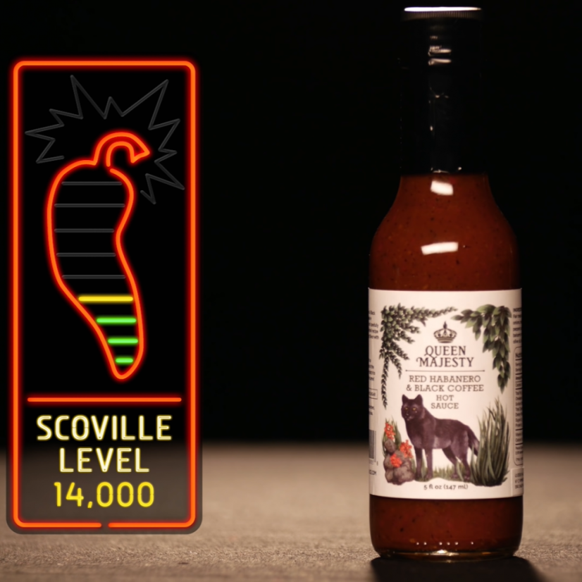 Queen Majesty Červené Habanero & Černá káva chilli omáčka 147ml