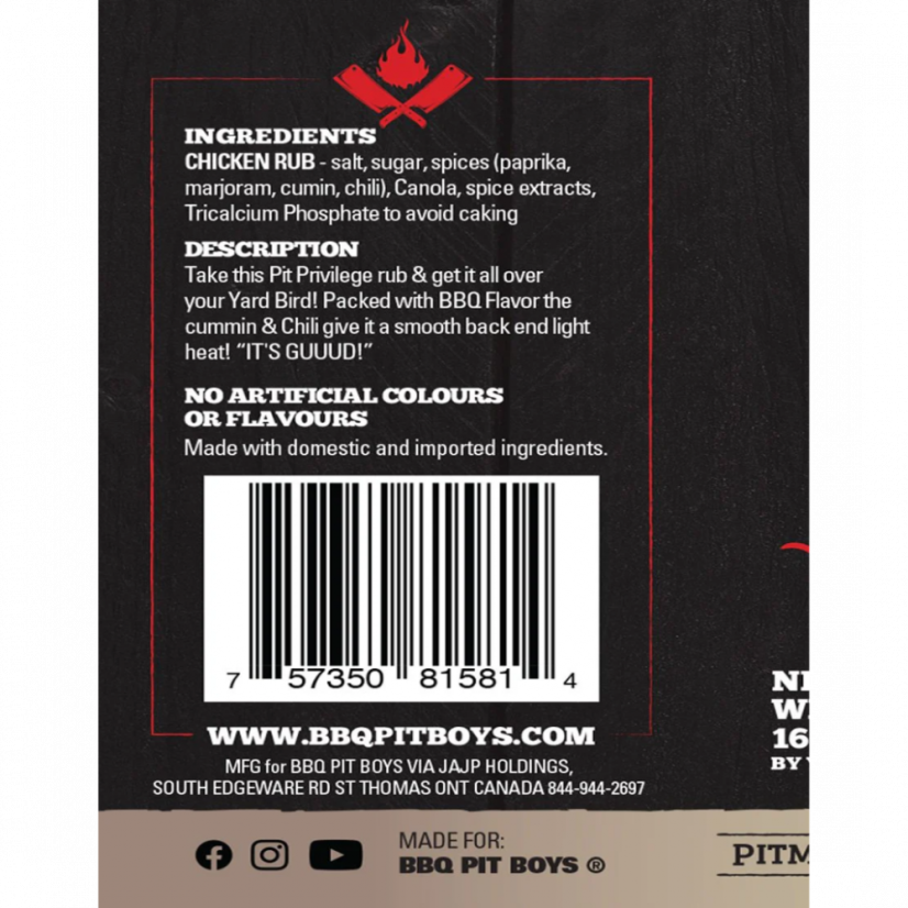 BBQ PIT BOYS Poultry Perfection grilovací koření 230g